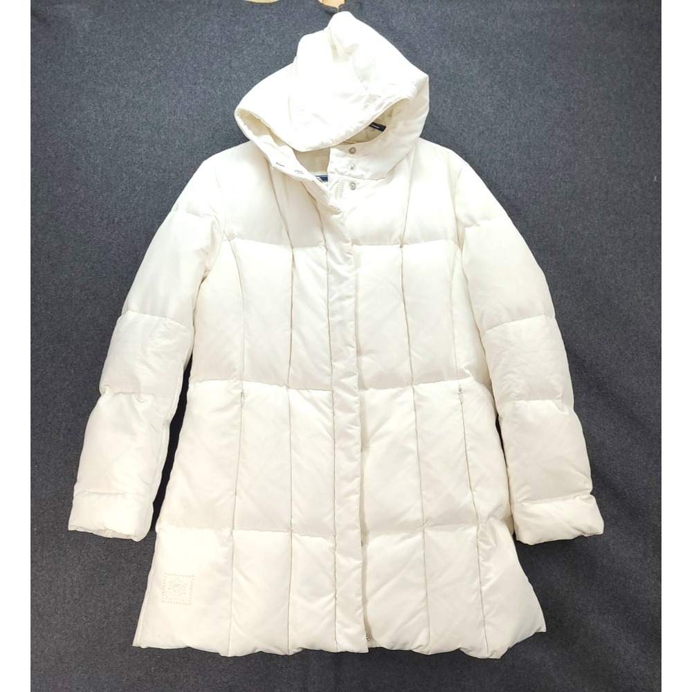 1 Madison Ivory Down Quilted Puffer Jacket Mid Length Size Large